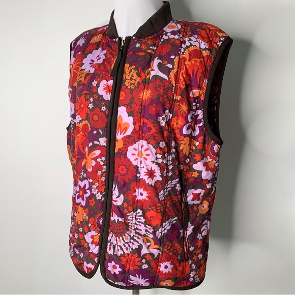 Patagonia Women's Brown Multicolor Floral Nylon Puff Zip Vest Size Large - Picture 5 of 10